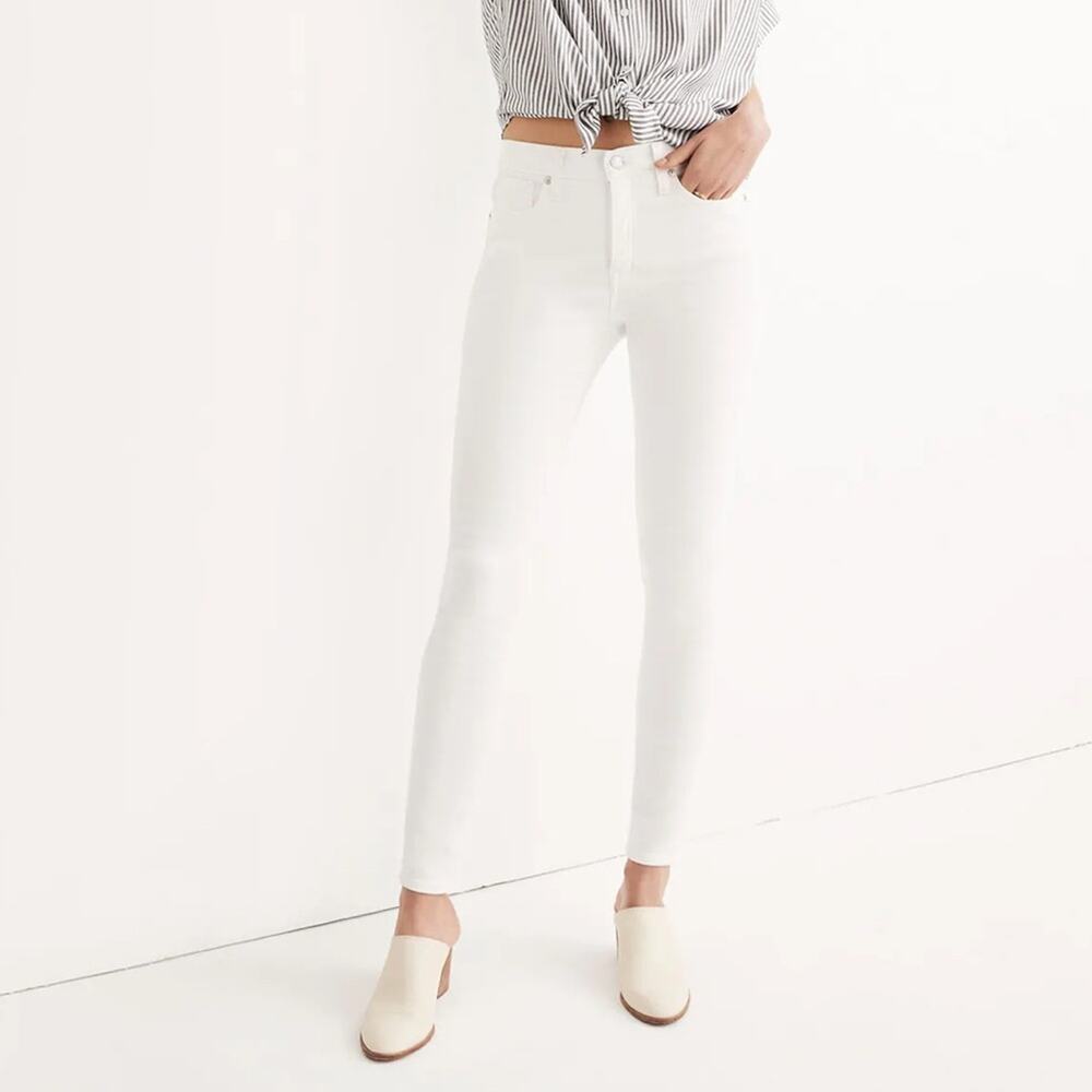 Madewell Petite 9" Mid-Rise Skinny Jeans in Pure White Women’s Size 36 P - Picture 11 of 13